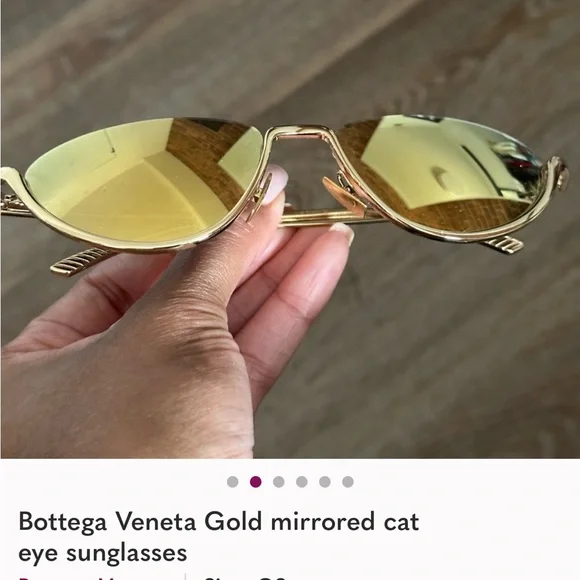 Bottega Veneta Gold Mirrored Sunglasses - Picture 2 of 6